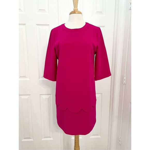 kate spade Dresses & Skirts - Kate Spade Demi Sweetheart Shift Scallop Dress Pink 3/4 Sleeve Shift Dress 10